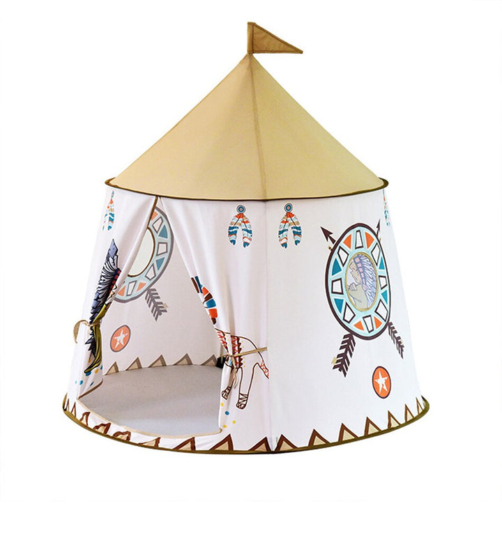 Cort de joaca pentru copii, Zola®, model indian cu fereastra,crem, 110 cm
