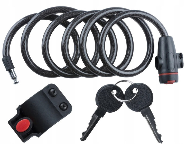 Antifurt bicicleta, Zola®, otel inoxidabil imbracat in silicon, 2 chei, 100 cm, negru