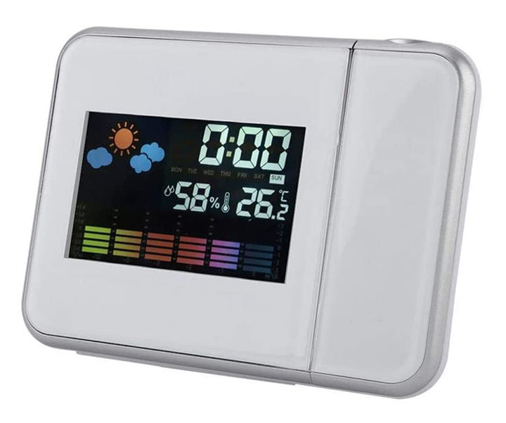 Ceas de masa cu statie meteo si proiector, Zola, digital, functie masurarea umiditatii, ecran LED, alb