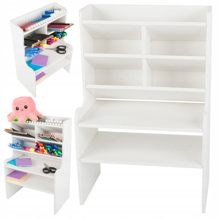 Organizator multifunctionl de birou, Zola, 7 comparitimente, plastic/spuma presata, 28 x 17 x 42 cm, alb