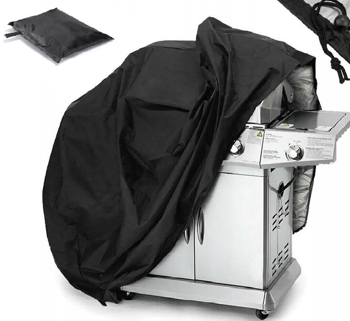 Husa pentru gratar, Zola, impermeabila, rezistenta la ultraviolete, fixare cu snur ajustabil si velcro, material durabil, gentuta depozitare, 145 x 61 x 117 cm, neagra