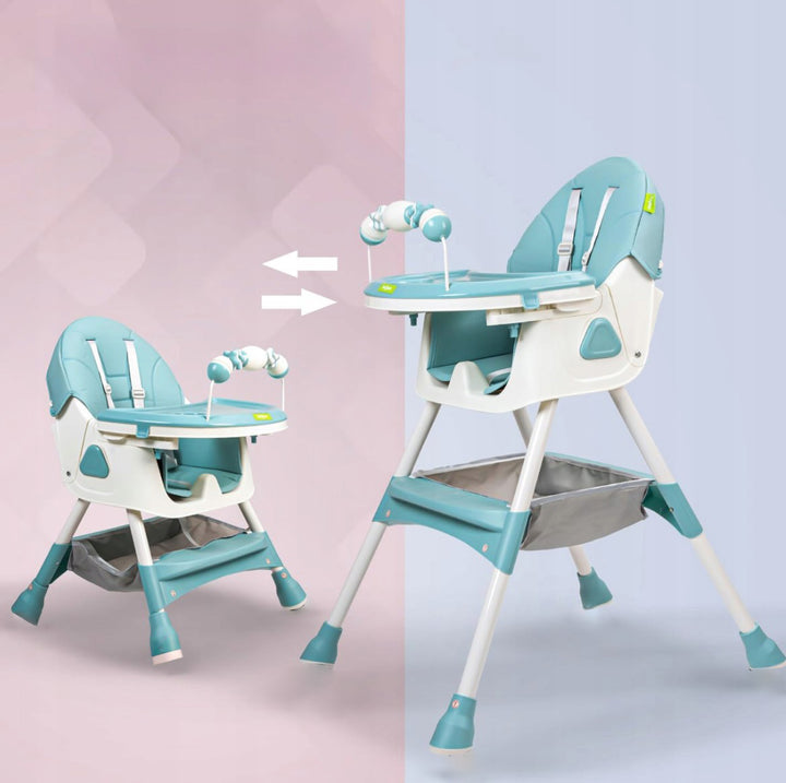 Scaun de masa pentru copii 3 in 1, Zola, pliabil, 6 +, centuri in 5 puncte, tavita detasabila, inaltime reglabila, jucarie, 95 x 60 x 70 cm, albastru