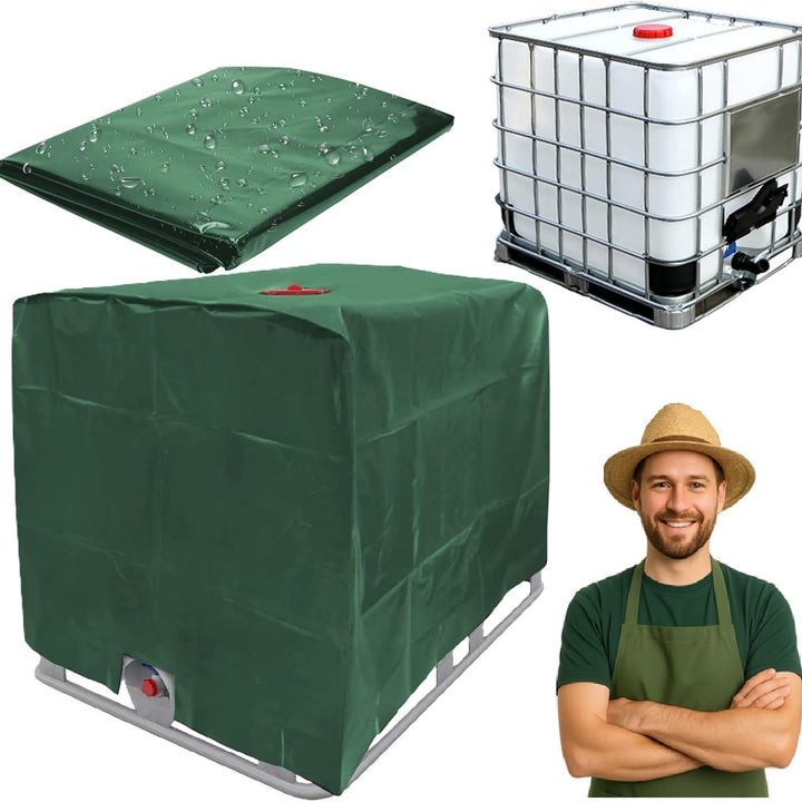 Prelata pentru rezervor de apa cu capacitate 1000 l, Zola, 120x100x116 cm, Oxford, rezistenta la umiditate, praf si radiatii UV, verde inchis