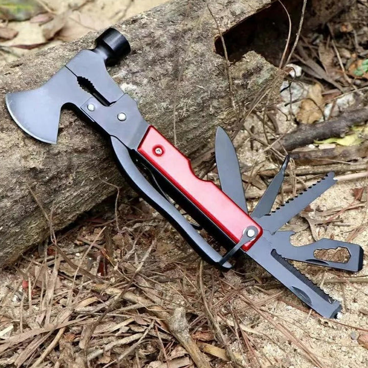 Kit multifunctional pentru camping 17 in 1, Zola®, set compact si pliabil, rosu