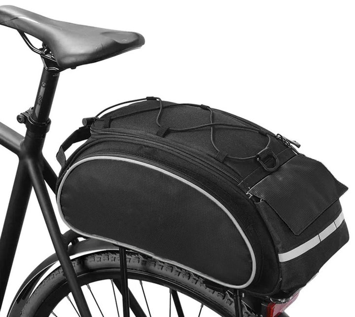 Geanta de bicicleta, umar, de mana, Zola, prindere pe portbagaj/extensie si bretea, neagra/gri, fixare velcro, 21x20x40 cm