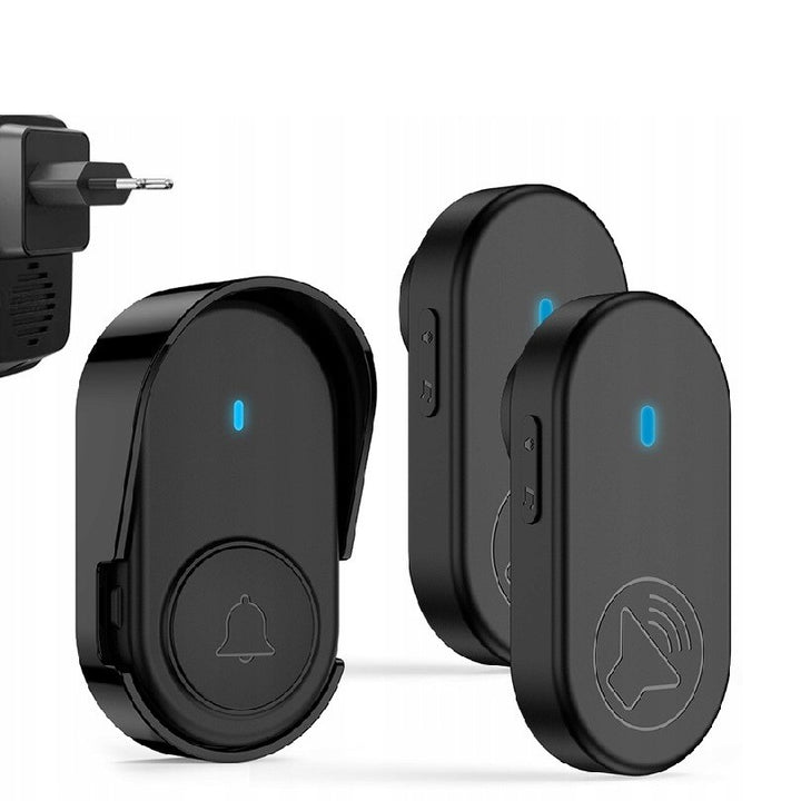 Sonerie wireless, Zola, 2 receptoare, raza actiune 250 m, 36 melodii, 3 niveluri volum, IP44, montaj adeziv/suruburi, neagra