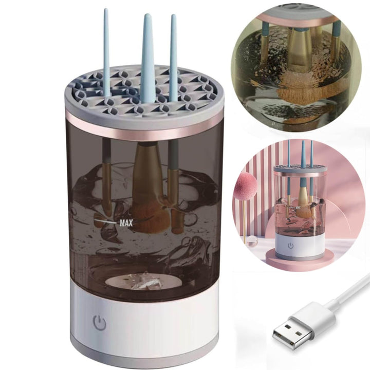 Dispozitiv 2 in 1 pentru curatat si uscat pensulele de machiaj, Zola®, incarcare USB, din plastic, 14.5 x 8 cm, negru