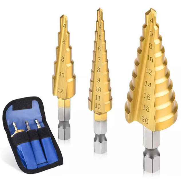 Set de burghie conice, Zola®, 3 dimensiuni diferite 20-4/12-3/12-4, otel HSS acoperire cu titan