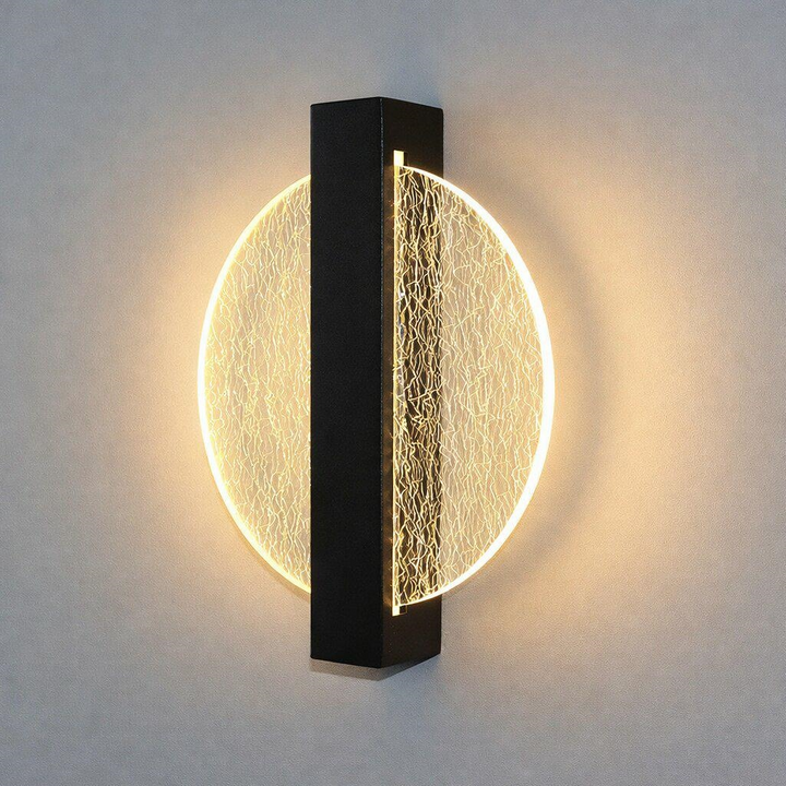 Aplica LED perete, Zola, 3 moduri iluminare, 5W, sticla + otel, design modern, 25 x 20 cm, negru mat / auriu