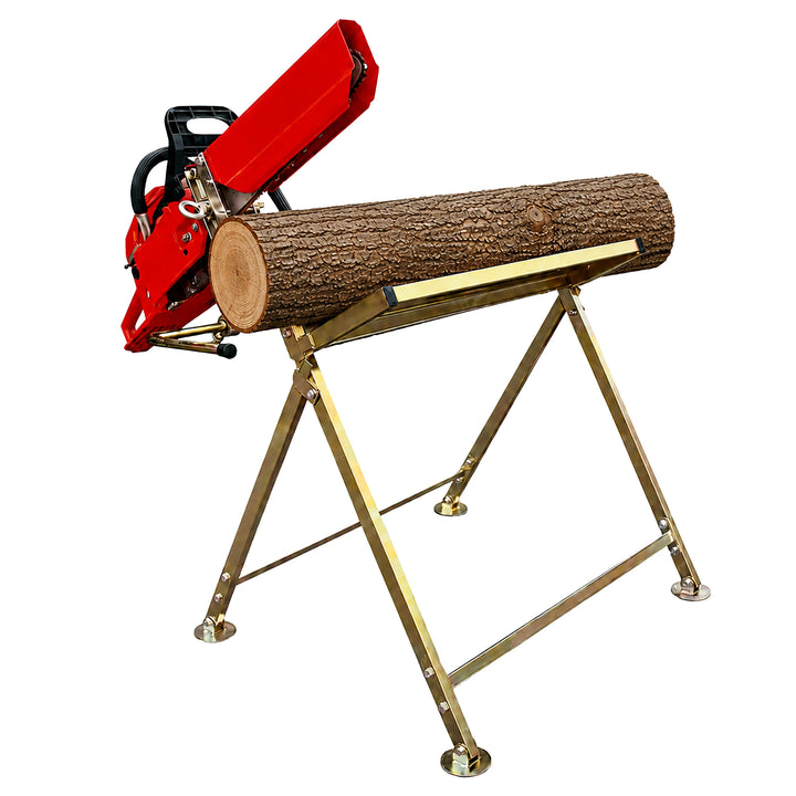 Stand de lucru tip capra, Zola, pentru taiat lemne, cu suport drujba, lungime maxima ghidaj 45 cm, din otel, 88 x 86 x 71 cm