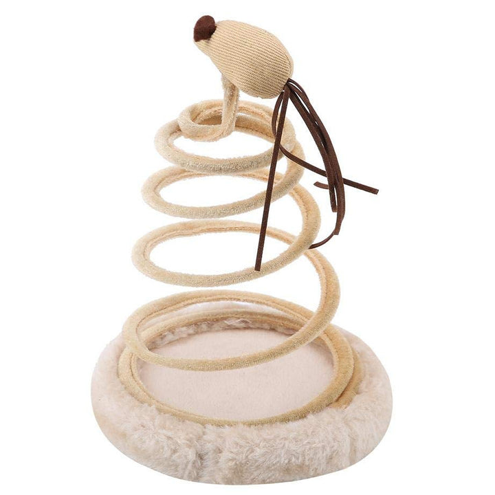 Jucarie pentru pisici, Zola®, cu arc si soricel, 15x23 cm, crem