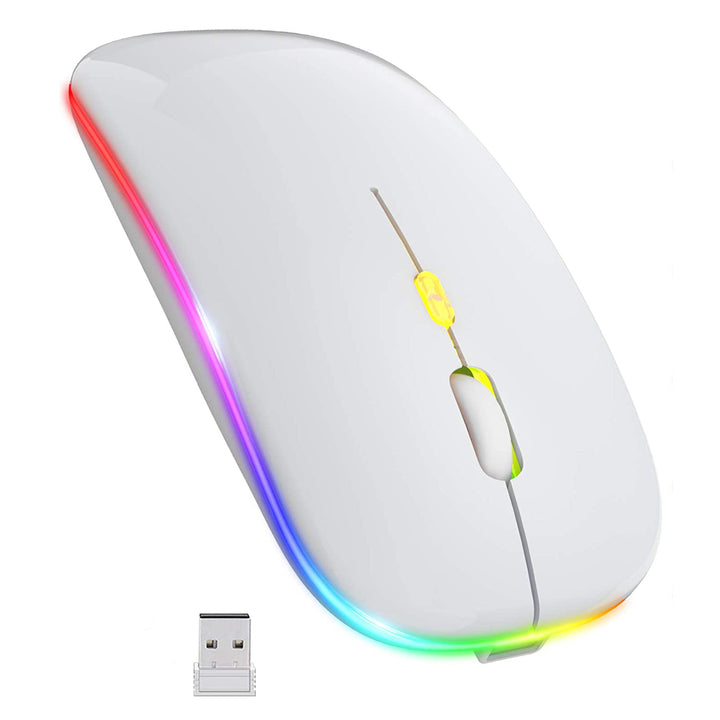 Mouse optic cu WI-FI, Zola®, leduri multicolore, 11x6x2.5 cm, alb