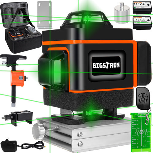 Nivela laser 4D cu linii, Zola, rotativa 360 grade, masurare orizontala si verticala, fascicul verde incrucisat, prindere magnetica, platforma reglabila, IP54, telecomanda