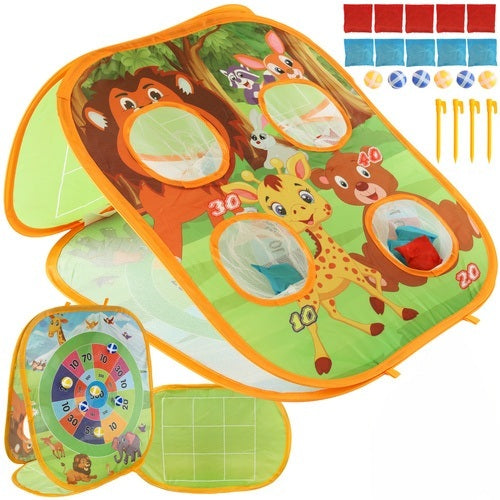 Joc 3 in 1 tras la tinta, Zola, Aruncarea mingii, panou cu animalute, darts, pliabil, geanmta depozitare,  58 x 48 x 31 cm