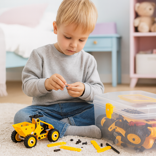 Set 100 piese de construit masini 3D, Zola, unelte si accesorii incluse, brosura cu modele, cutie depozitare