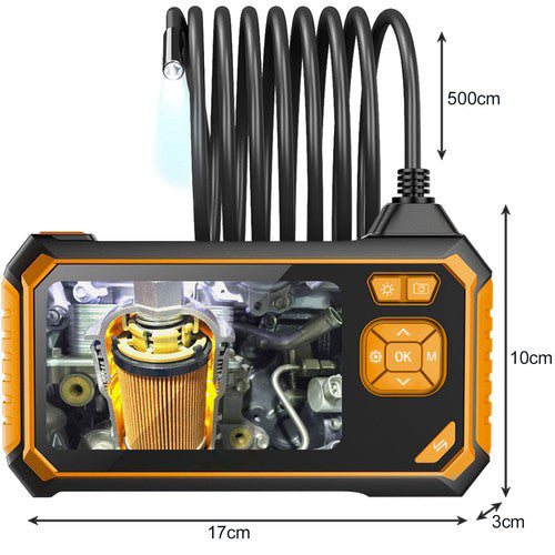 Camera endoscopica profesionala 6 led, Zola®, 5 m, 4 capete incluse, 3 nivele de iluminare, LCD FULL HD