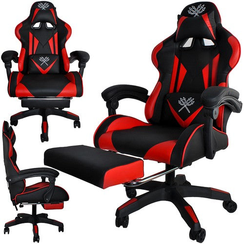 Scaun pivotant pentru gaming, Zola®, suport pentru picioare, inclinare reglabila, sarcina maxima 180 kg, 124x63x63, rosu-negru