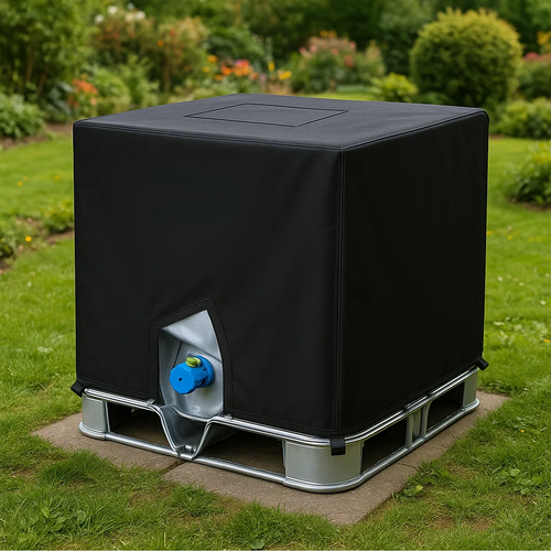 Husa pentru rezervor de apa cu capacitate 1000 l, Zola, din poliester, rezistenta la umiditate, praf si radiatii UV, 116 x 100 x 120 cm, negru