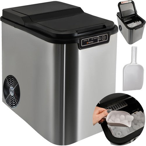Aparat de cuburi de gheata, Zola, 2.2 l, putere 120W, tensiune 220-240V, 50Hz, 12 kg de cuburi pe zi,  functie de nivel scazut de apa si plin,  lungime cablu 150 cm, 33x25x36.5 cm