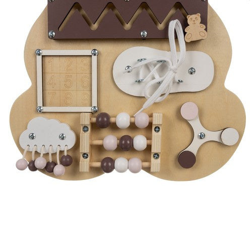 Placa senzoriala busy board, Zola®, dezvoltarea motricitatii fine, Montessori, ursulet,  39 x 29.7 x 9 cm