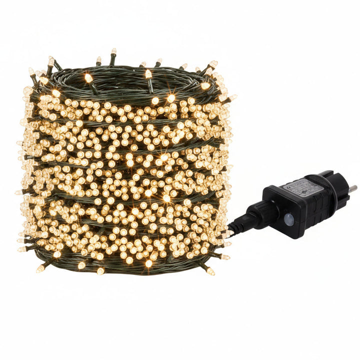 Instalatie LED de Craciun, Zola, 500 LED-uri, 35 m, IP44, 6W, alb cald, 8 moduri iluminare, pentru exterior/interior