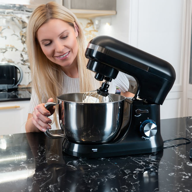 Mixer cu bol 4.5 l din inox, Zola®, putere 1700 W, 3 accesorii, protectie bol, negru