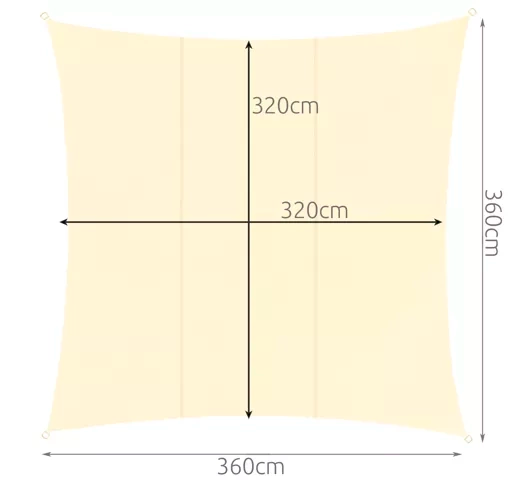 Prelata/copertina impermeabila pentru soare, Zola®, patrata, crem, cu agatatoare, densitate 180 g/mp, dimnesiune 3.6x3.6 m