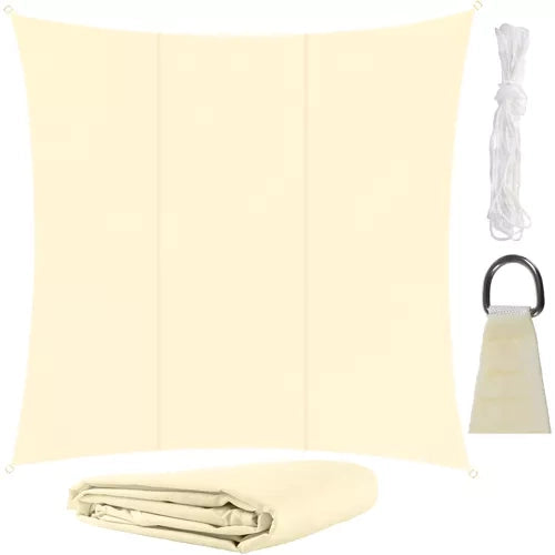 Prelata/copertina impermeabila pentru soare, Zola®, patrata, crem, cu agatatoare, densitate 180 g/mp, dimnesiune 3.6x3.6 m