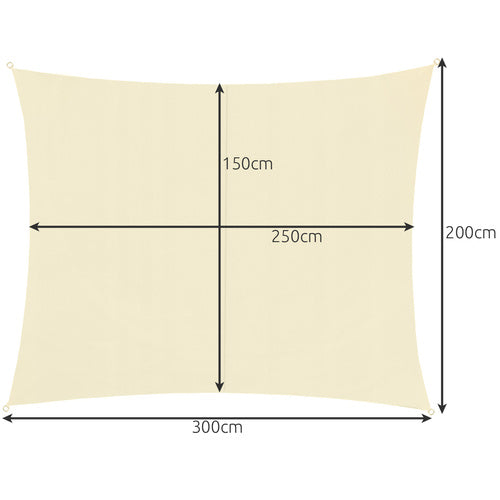 Prelata/copertina impermeabila pentru soare, Zola®, dreptunghiulara, crem, cu agatatoare, densitate 180 g/mp, dimnesiune 3x2