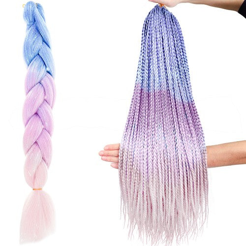 Extensii de par sintetic pentru impretituri, Zola®, ombre mov-roz si sclipici, 60 cm