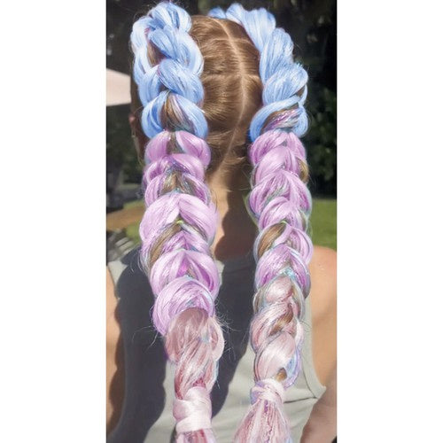 Extensii de par sintetic pentru impretituri, Zola®, ombre mov-roz si sclipici, 60 cm