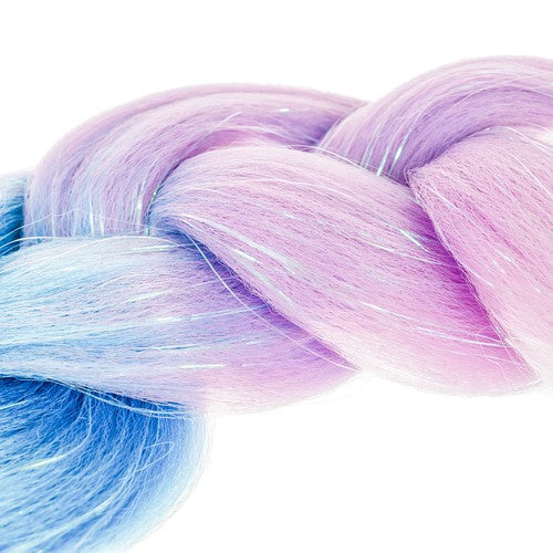 Extensii de par sintetic pentru impretituri, Zola®, ombre mov-roz si sclipici, 60 cm