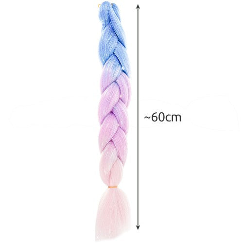 Extensii de par sintetic pentru impretituri, Zola®, ombre mov-roz si sclipici, 60 cm