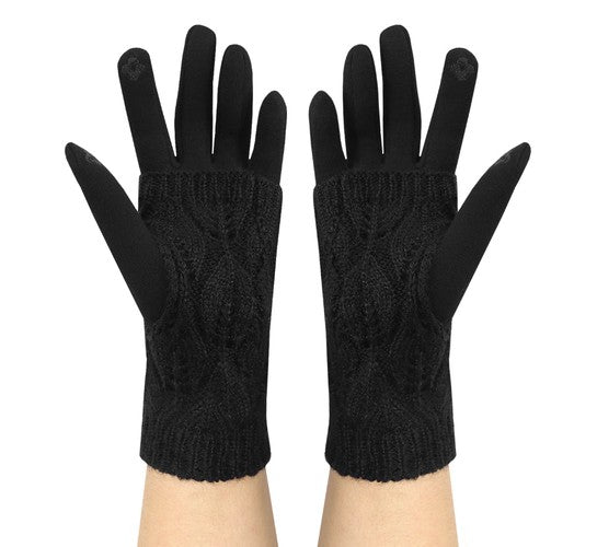 Manusi de iarna , Zola®, 2 in 1, functie Touchscreen , model tricotat, negre, universale