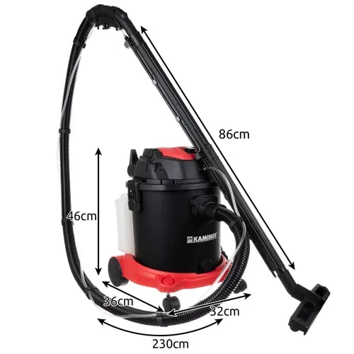 Aspirator cu functie de spalare, aspirare si suflare, Zola, utilizare umed si uscat, putere 1600 W, filtru HEPA si burete, 2 rezervoare apa curata si murdara,  capacitate 20 l, rezervor de detergent 3