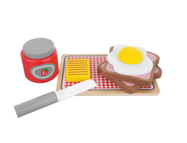 Jucarie din lemn, Zola®, aparat de prajit paine + accesorii, 8 piese