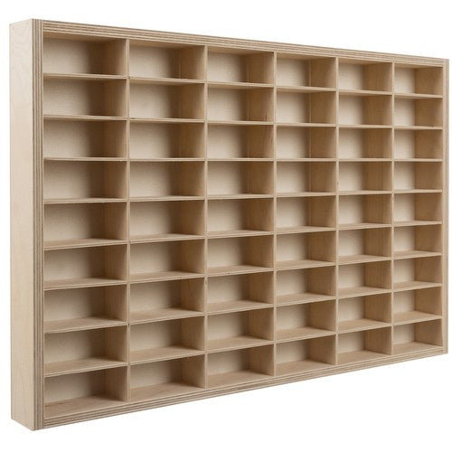 Raft organizator din lemn Montessori,  Zola®, pentru colectionarii de masini, 54 compartimente, 60 x 40 x 5.3 cm
