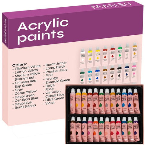 Set culori acrilice, Zola®,  24 culori, 12 ml, non-toxice