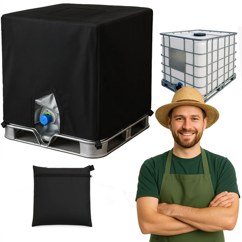 Husa pentru rezervor de apa cu capacitate 1000 l, Zola, din poliester, rezistenta la umiditate, praf si radiatii UV, 116 x 100 x 120 cm, negru
