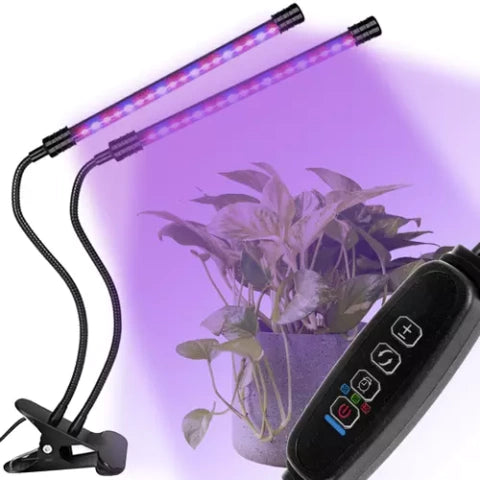 Lampa cu 2 tije pentru cresterea plantelor de interior, Zola®, nu emana caldura, 20 leduri pe tija,2 culori, inclinare 180 grade, prindere cu clips, reglare intensitate
