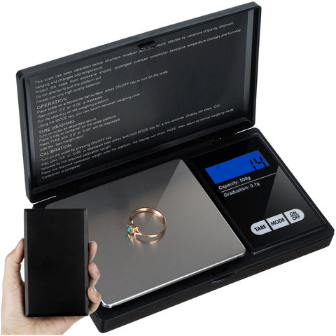 Mini cantar electronic de buzunar, Zola®, pentru bijuterii, afisaj LCD, capacitate pana la 500g, carcasa depozitare