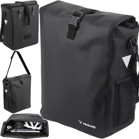 Geanta impermeabila pentru bicicleta, Zola, 2 carlige de prindere, 15 l, montare pe portbagaj, de umar, neagra