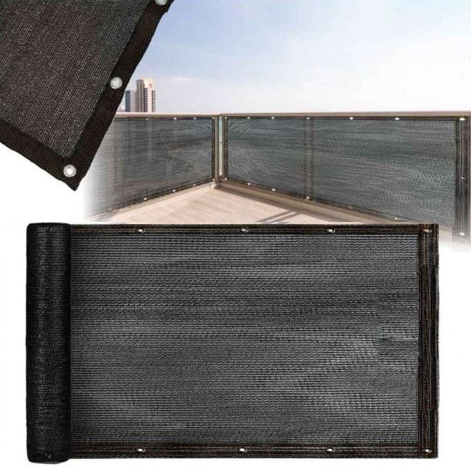 Paravan plasa pentru balcon/terasa/foisor, Zola, 100 × 500 cm, rezistent la ploaie si radiatii UV, PVC, accesorii montare incluse, negru