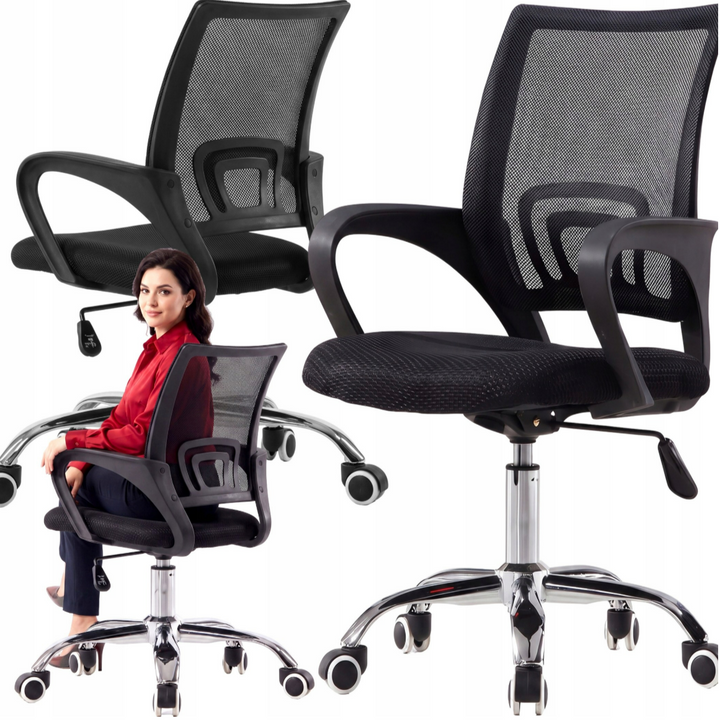 Scaun ergonomic de birou, Zola, suporta 150 kg, inaltime reglabila 42-50 cm, spatar si sezut Micro-Mesh respirabil, cotiere, rotativ 360°, negru