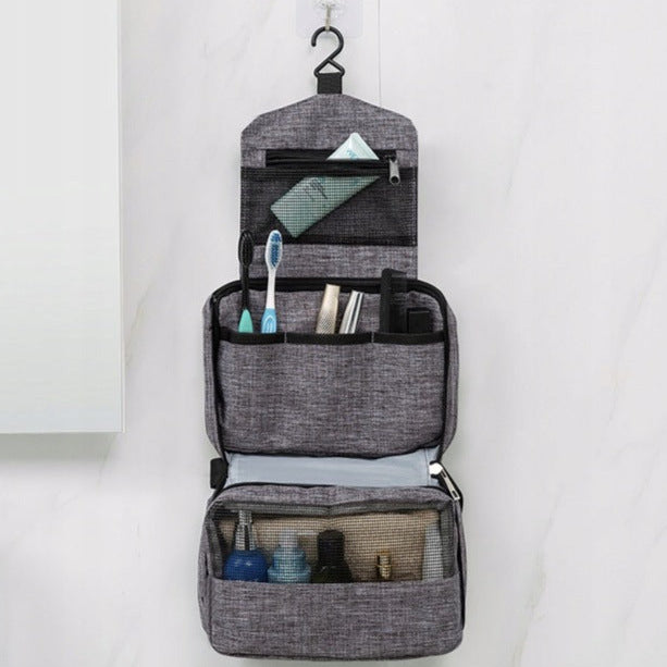 Geanta de cosmetice pentru barbati, Zola®, pliabila, buzunare incapatoare de marimi diferite, 23.5 x 16 x 6 cm, gri