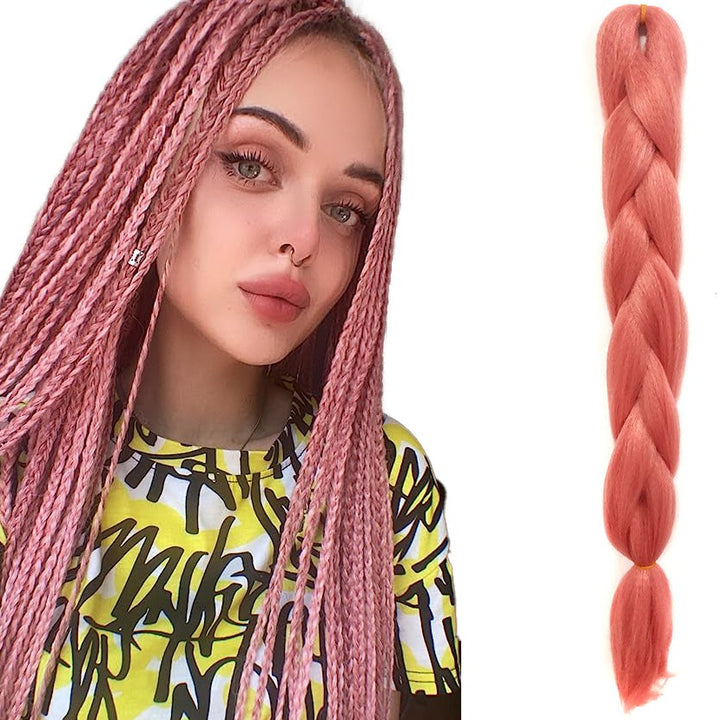 Extensie de par sintetic pentru impletituri, Zola®, roz somon, 60 cm