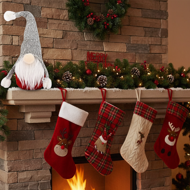 Figurina decorativa pentru Craciun, Zola®, Spiridus gri, cu mustata