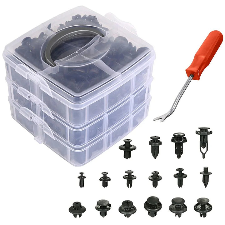 Set 625 clipsuri universale auto, Zola®, plastic, negre
