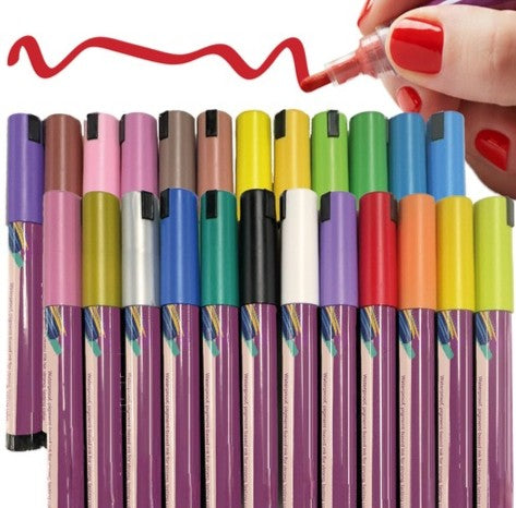 Set 24 markere acrilice, Zola, varf 4 mm, pentru hartie, piatra, sticla, ceramica, lemn, textile, panza, uscare rapida, multicolore