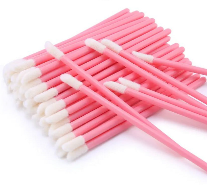 Set 100 de aplicatoare pentru extensii gene cu instrument pentru ingrijirea genelor, UBX®, plastic, lungime 10 cm, roz